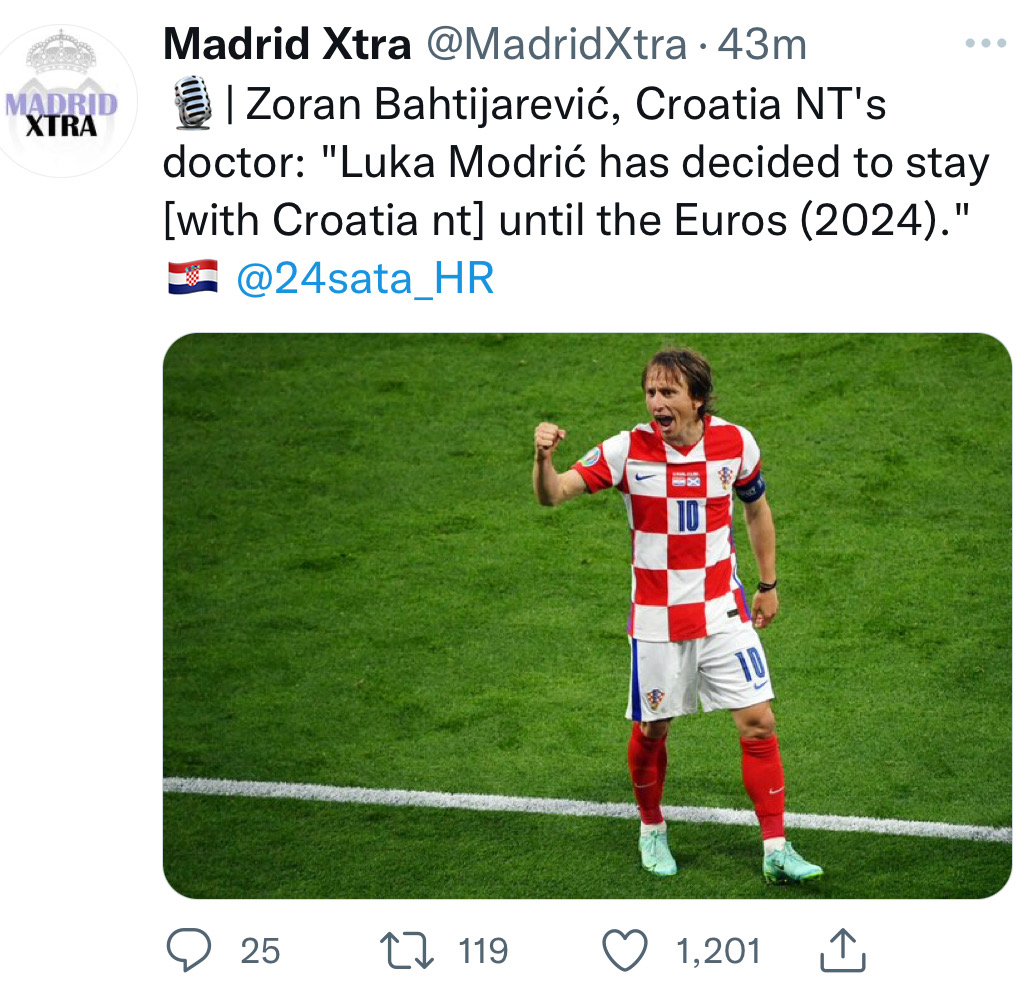 BREAKING NEWS: Modrić To Stay On As Croatian Captain Through EURO 2024