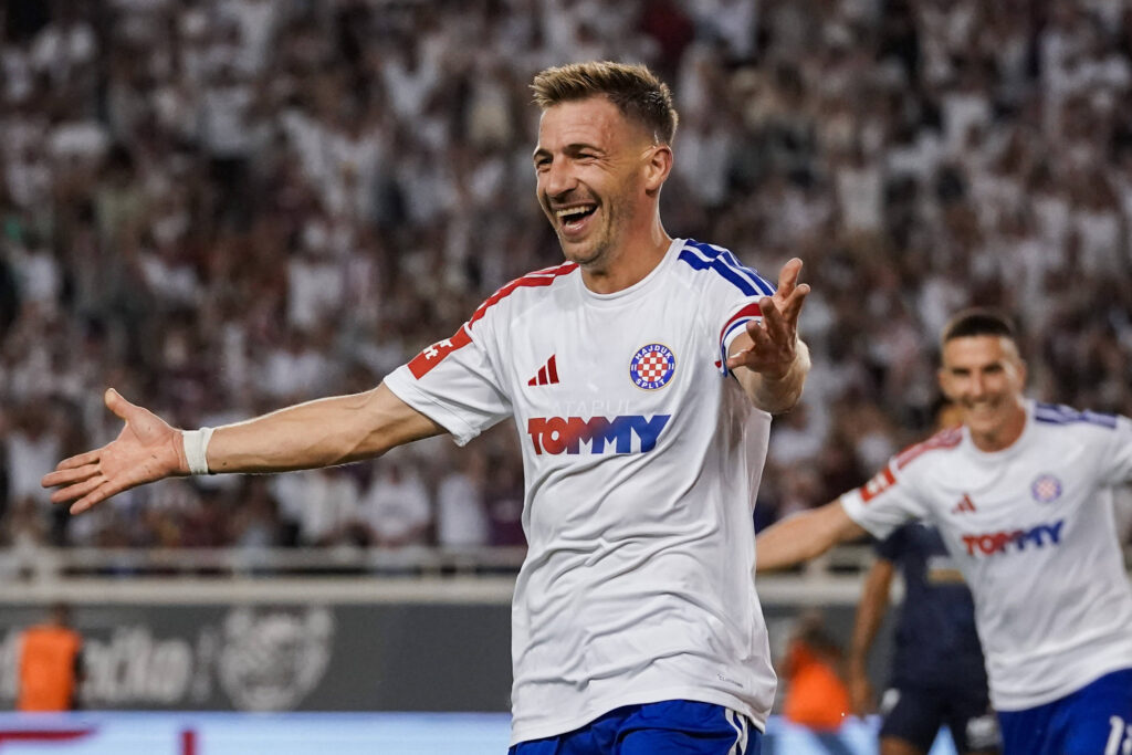 Dario Melnjak celebrating his goal for 2-0 vs. Pafos.